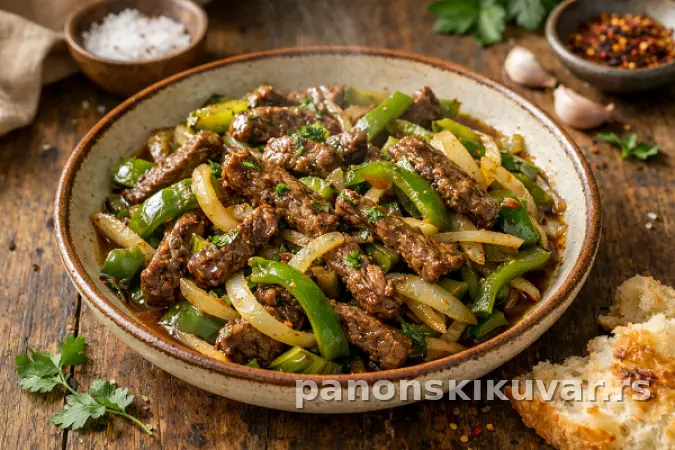 GOVEDINA SA ZELENOM PAPRIKOM I LUKOM