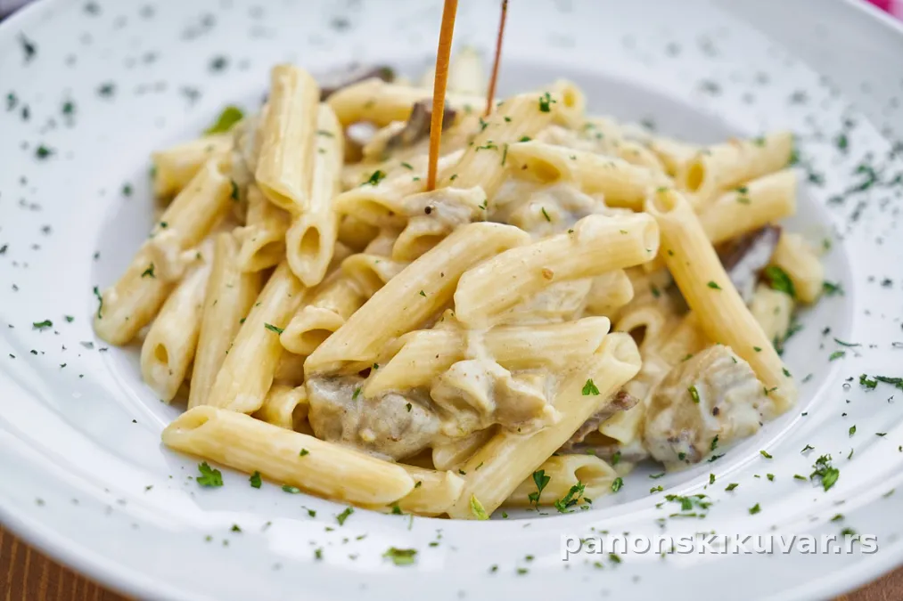 tanjir makarona prelivenih gustom mesnom bolonjeze sosom i posut parmezanom