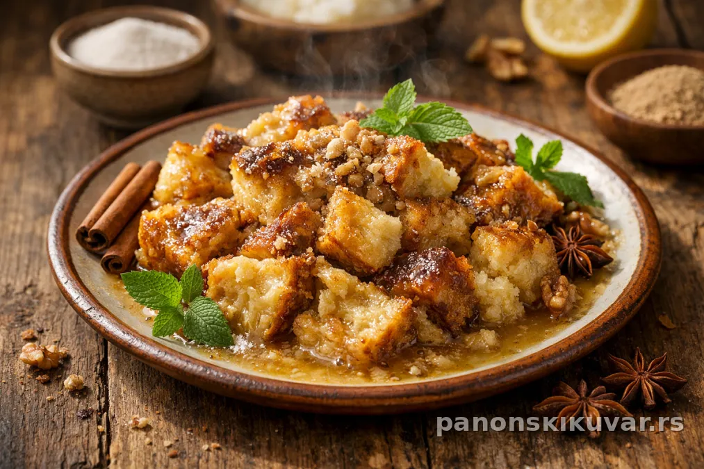 Stanina torta sa zlatnim testom, pekmezom i belim hrskavim snegom