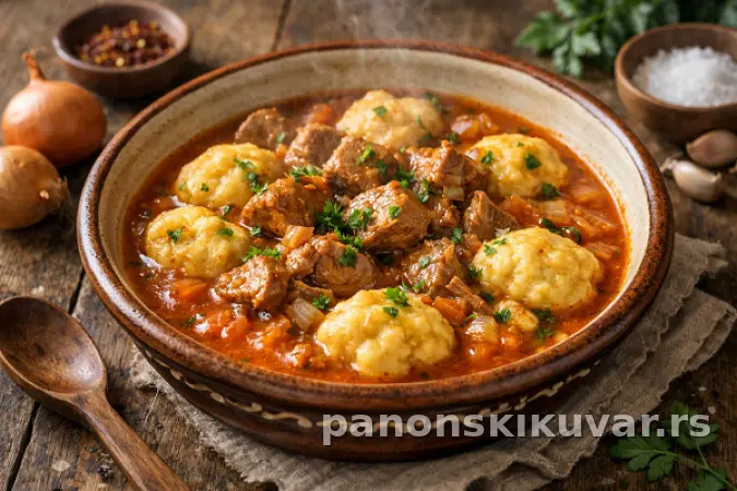 TELEĆI PAPRIKAŠ SA KNEDLAMA